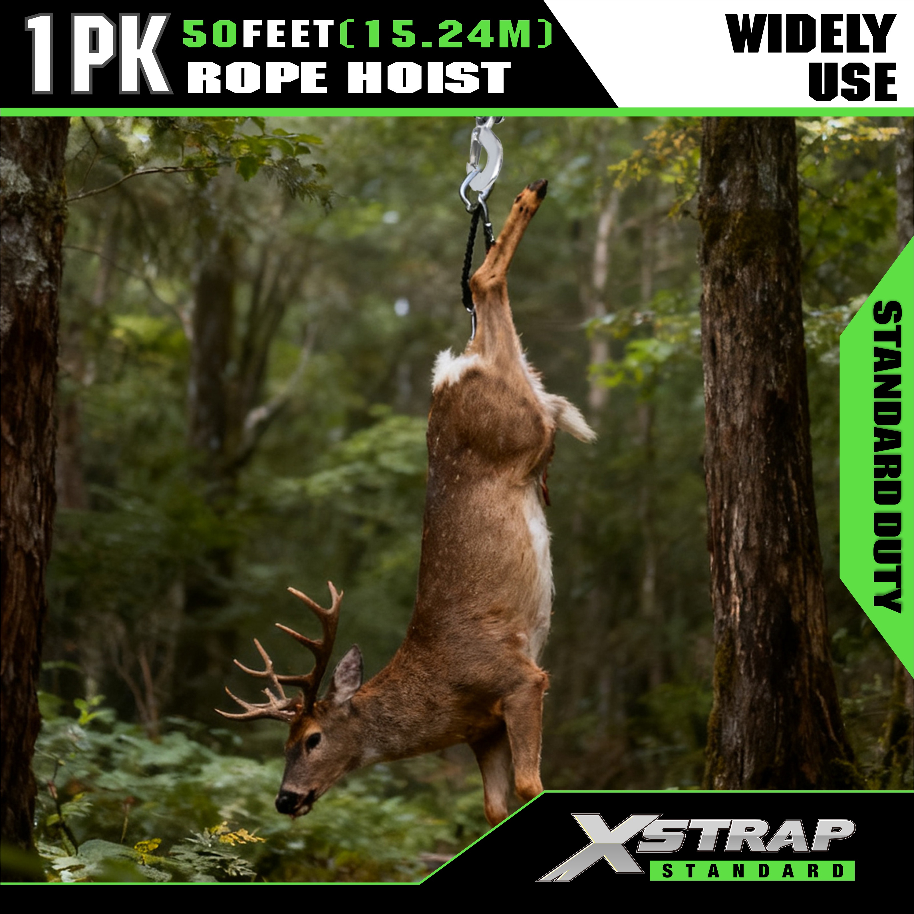 XSTRAP AHLT0003 White Rope Hoist Pulley System 1000LB Capacity