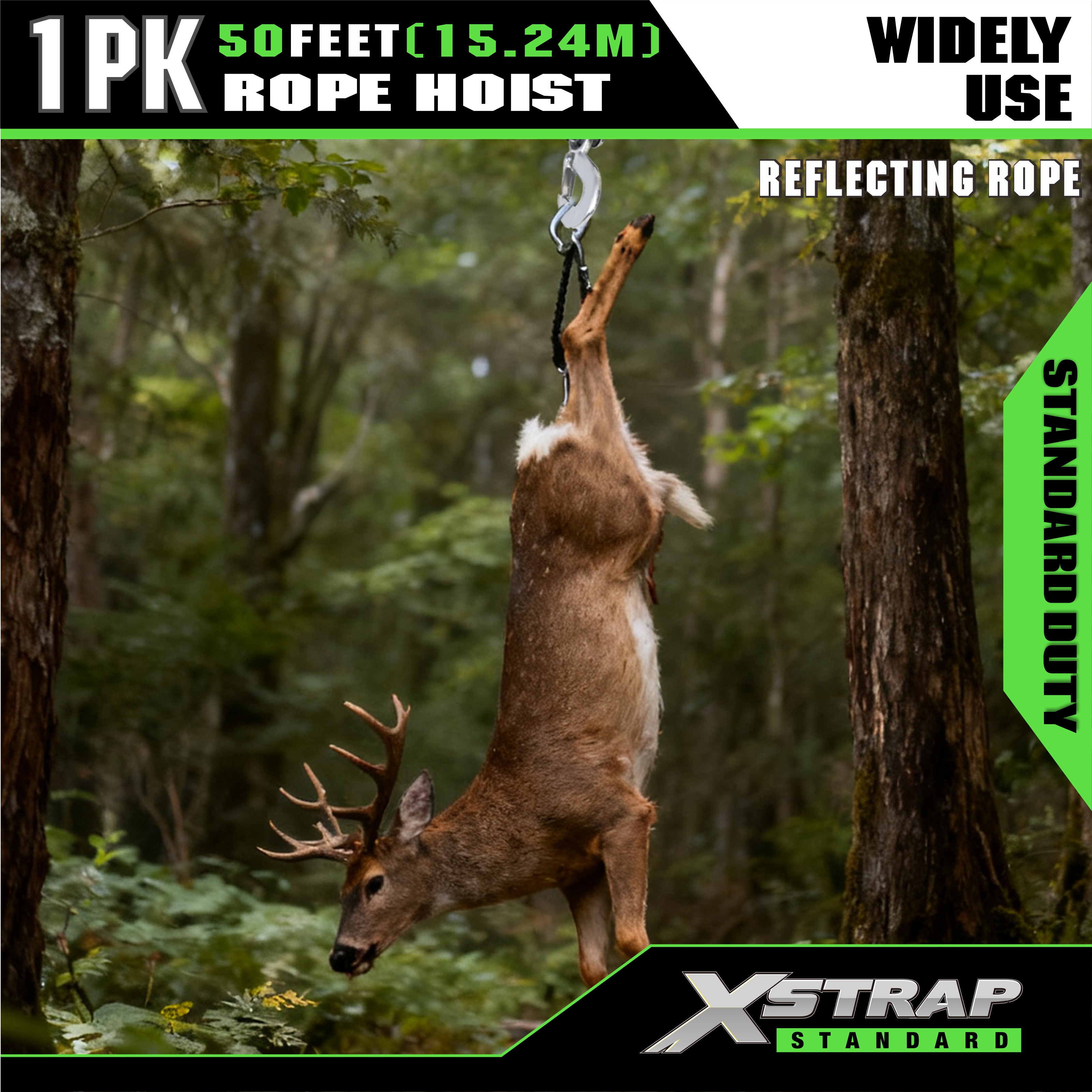 XSTRAP AHLT0003-reflectivum nigrum Funis Hoist Pulley System 1000LB