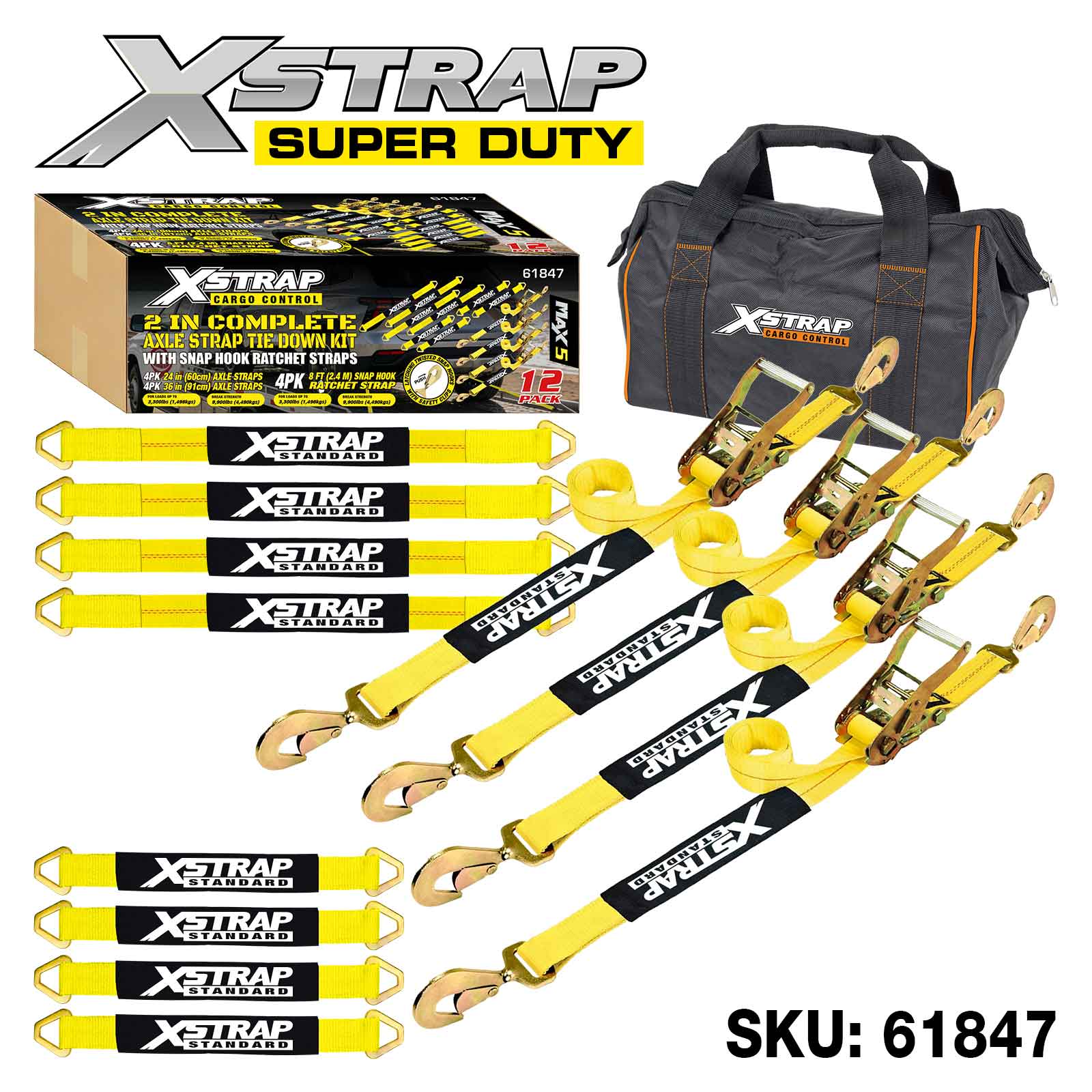 Xstrap 61847 12PK 2 Inch Complete Alex Strap Tie Down Kit 3,300lb Swl