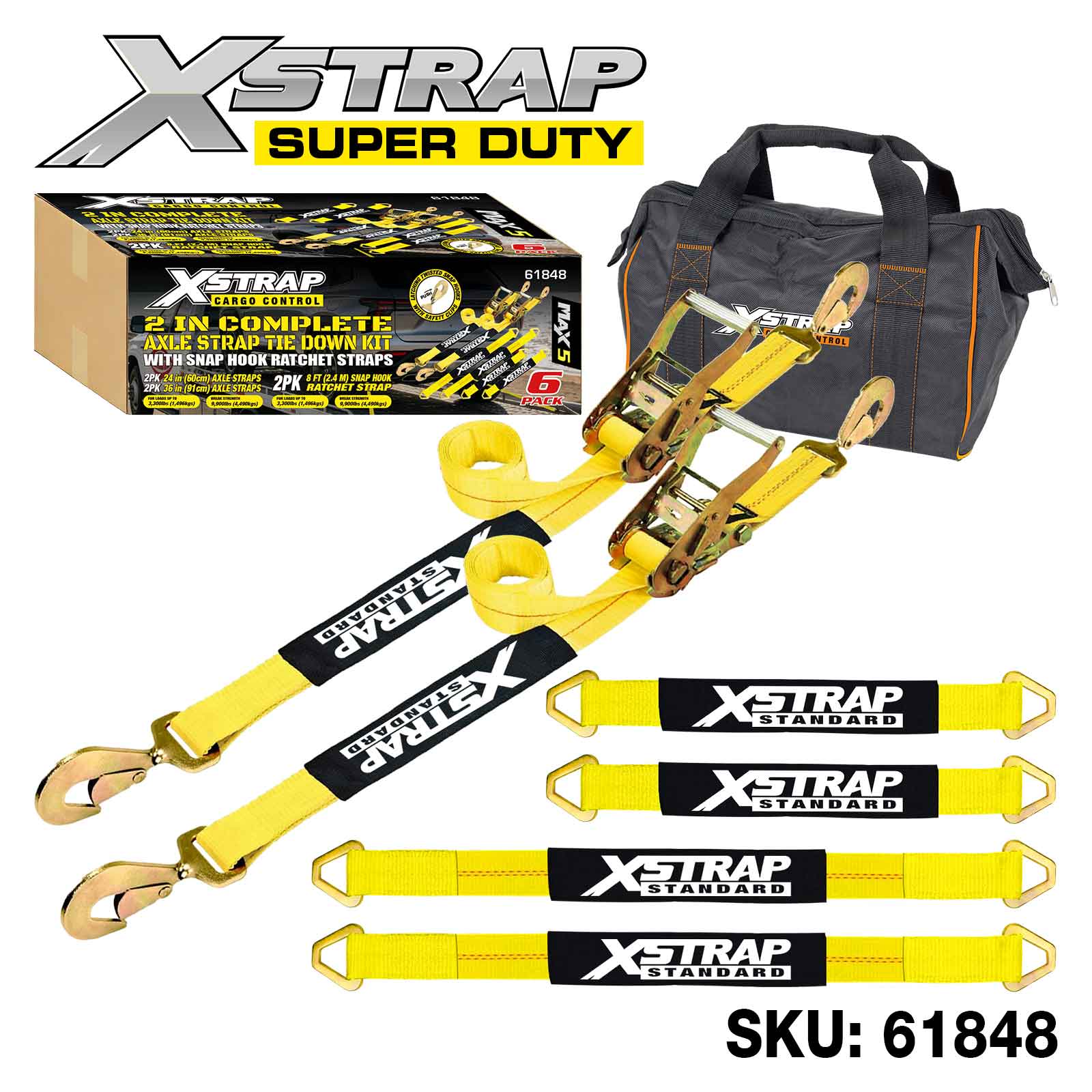 Xstrap 61848 6PK 2 Inch Complete Alex Strap Tie Down Kit 3,300lb Swl